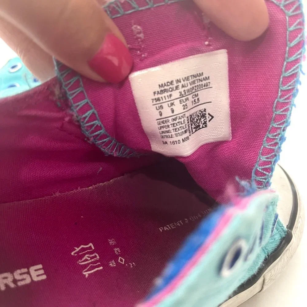 Converse Kids Slip-On Sneakers Teal Blue with White Toe Caps
